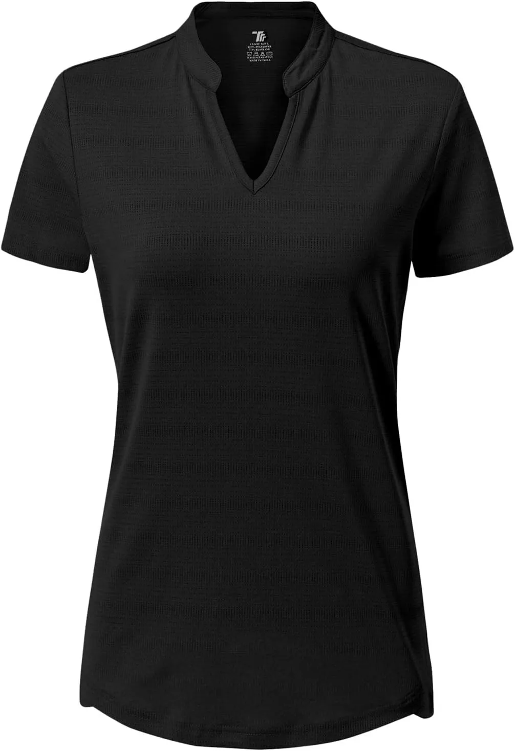BASUDAM Women's Golf Polo Shirts V-Neck Short Sleeve Collarless Tennis Running T-Shirts Quick Dry