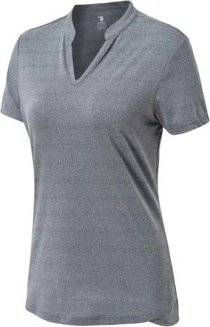 BASUDAM Women's Golf Polo Shirts V-Neck Short Sleeve Collarless Tennis Running T-Shirts Quick Dry