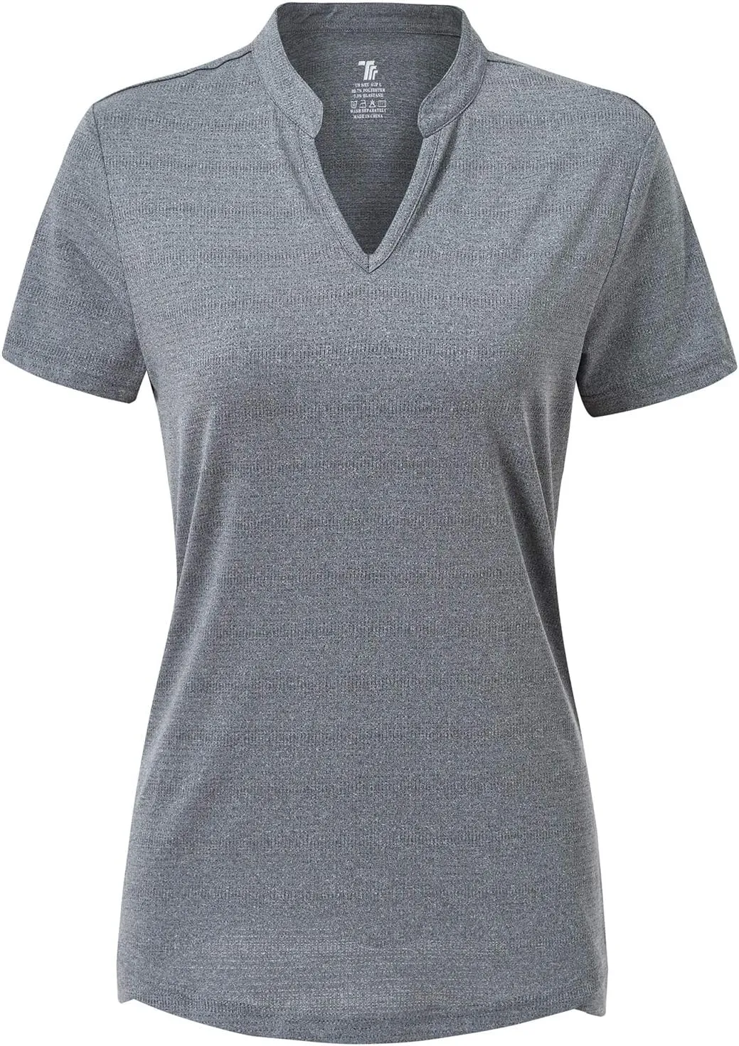 BASUDAM Women's Golf Polo Shirts V-Neck Short Sleeve Collarless Tennis Running T-Shirts Quick Dry