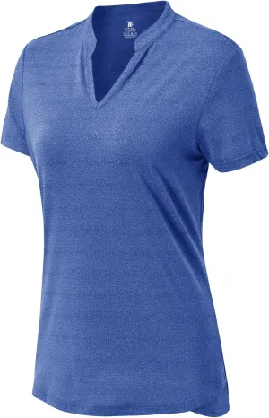 BASUDAM Women's Golf Polo Shirts V-Neck Short Sleeve Collarless Tennis Running T-Shirts Quick Dry
