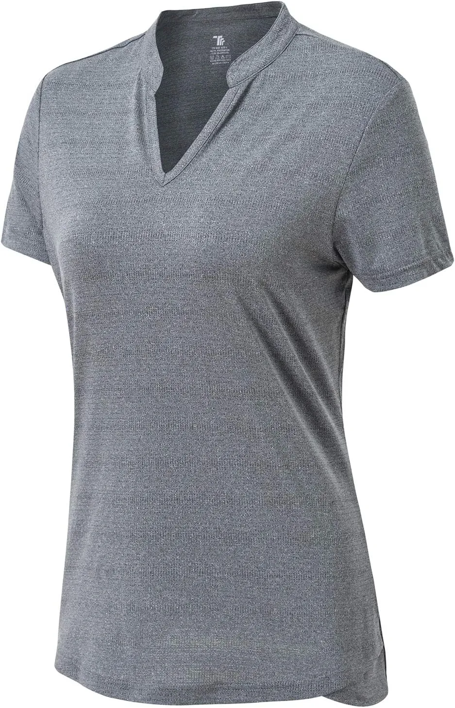BASUDAM Women's Golf Polo Shirts V-Neck Short Sleeve Collarless Tennis Running T-Shirts Quick Dry