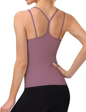 BEGOING Women’s Tank Top with Built in Shelf Bra Workout Tops Athletic Racerback Yoga Straps Sleeveless Camisole Tops