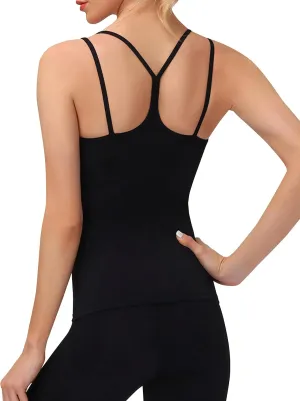 BEGOING Women’s Tank Top with Built in Shelf Bra Workout Tops Athletic Racerback Yoga Straps Sleeveless Camisole Tops