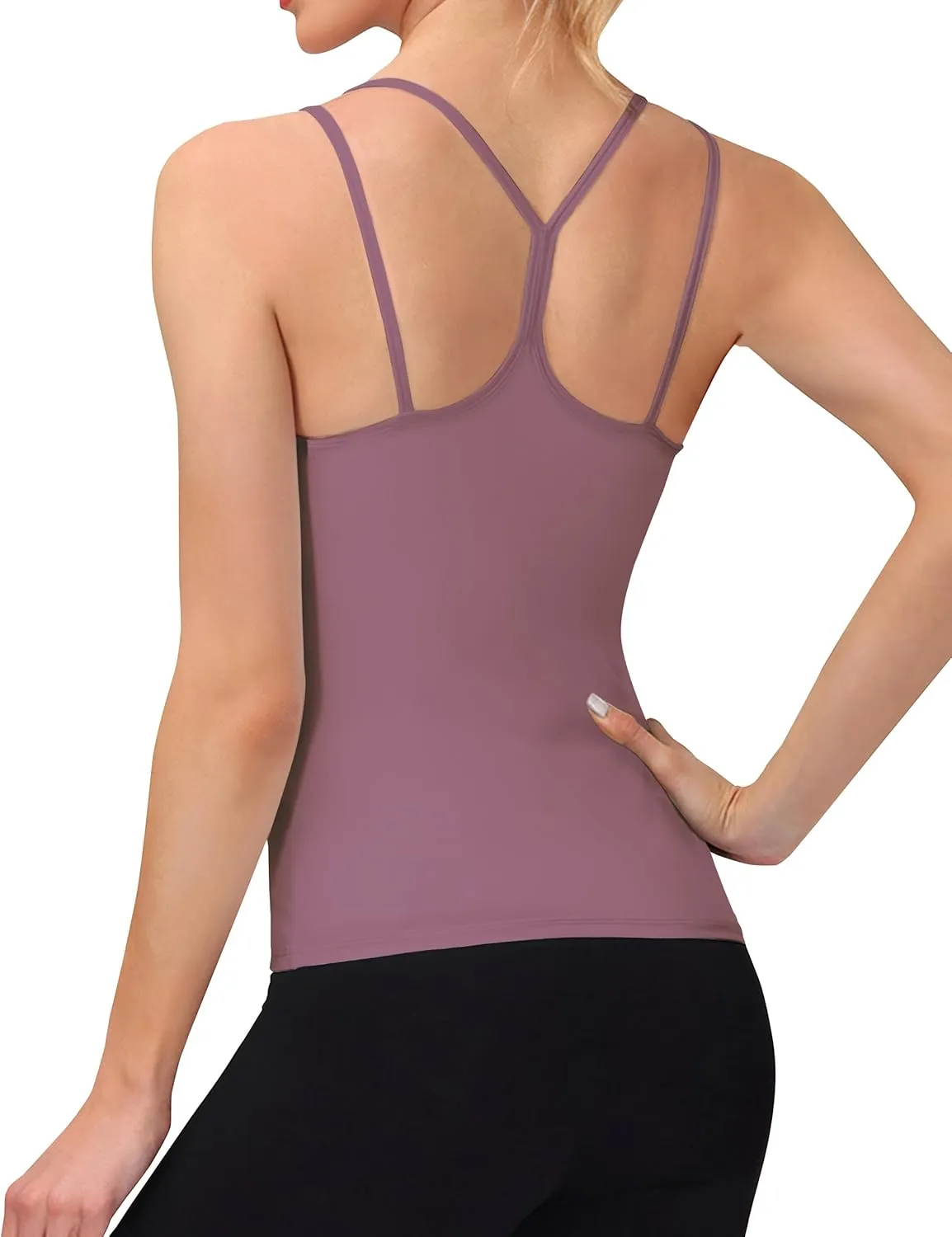 BEGOING Women’s Tank Top with Built in Shelf Bra Workout Tops Athletic Racerback Yoga Straps Sleeveless Camisole Tops