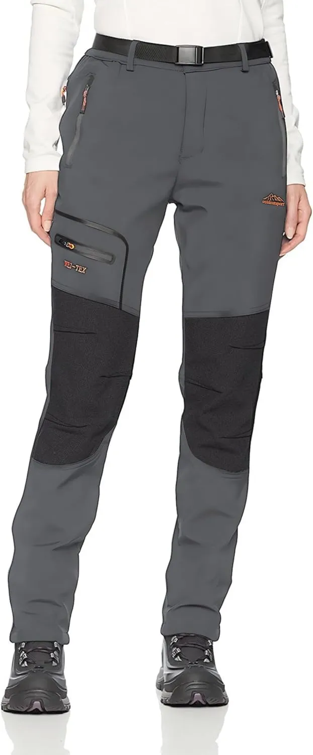 BenBoy Women's Outdoor Waterproof Windproof Fleece Slim Cargo Snow Ski Hiking Pants