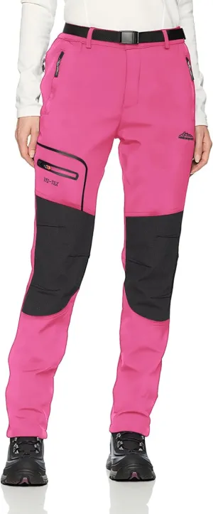 BenBoy Women's Outdoor Waterproof Windproof Fleece Slim Cargo Snow Ski Hiking Pants