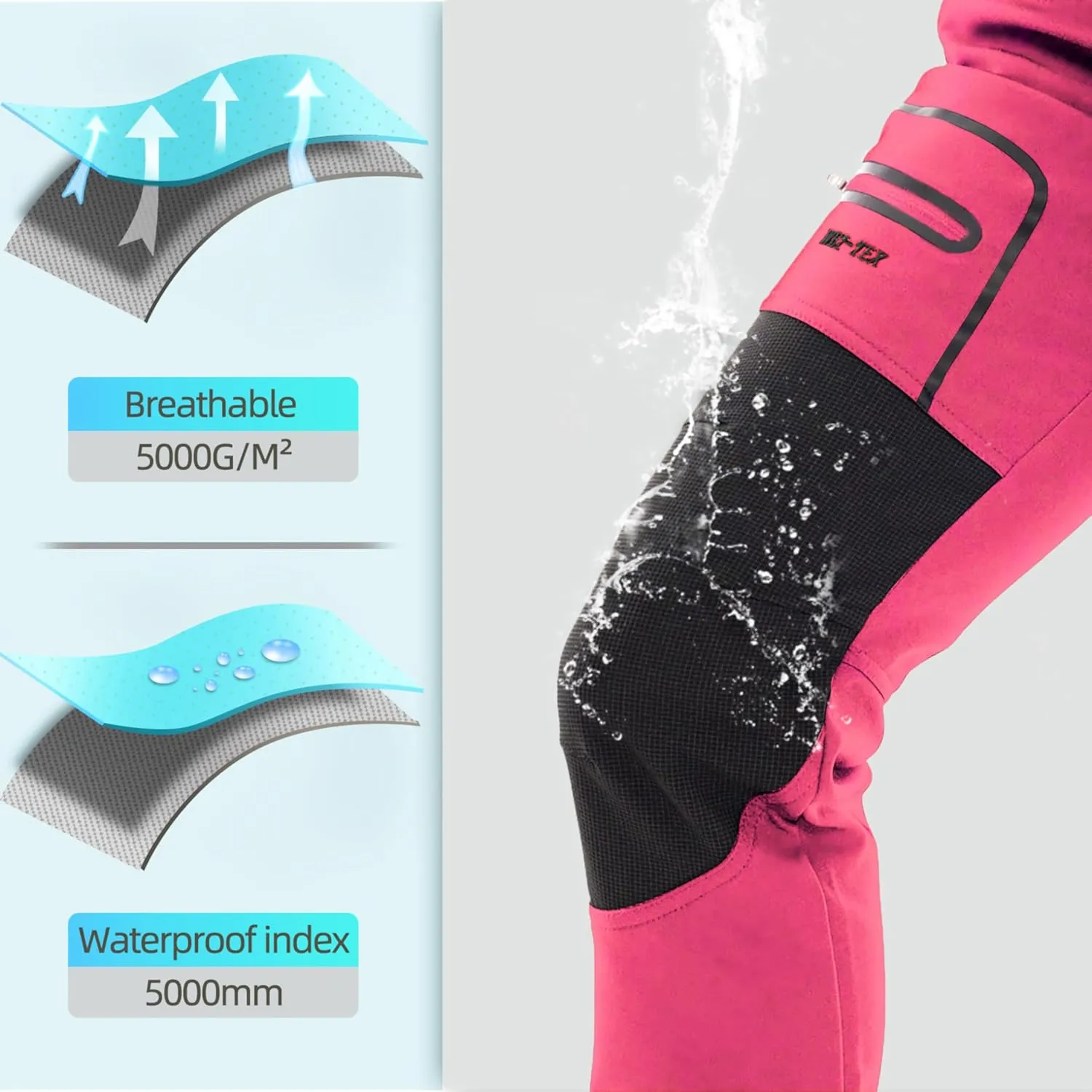 BenBoy Women's Outdoor Waterproof Windproof Fleece Slim Cargo Snow Ski Hiking Pants