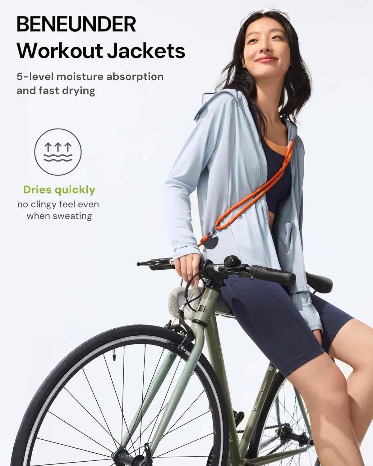 BENEUNDER Women's UPF 50  Sun Protection Lightweight Hoodie Jacket Long Sleeve Active Sun Shirts for Outdoor Hiking Workout