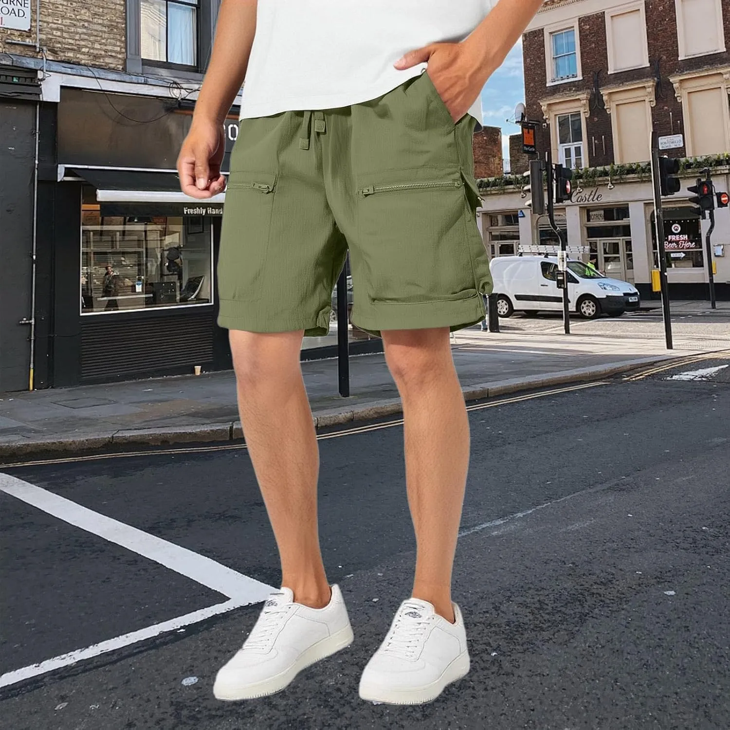 Big House Men's Ice Silk Cool Breathable Quick Drying Five Quarter Pants Casual Thin Sports Pants Man Pack
