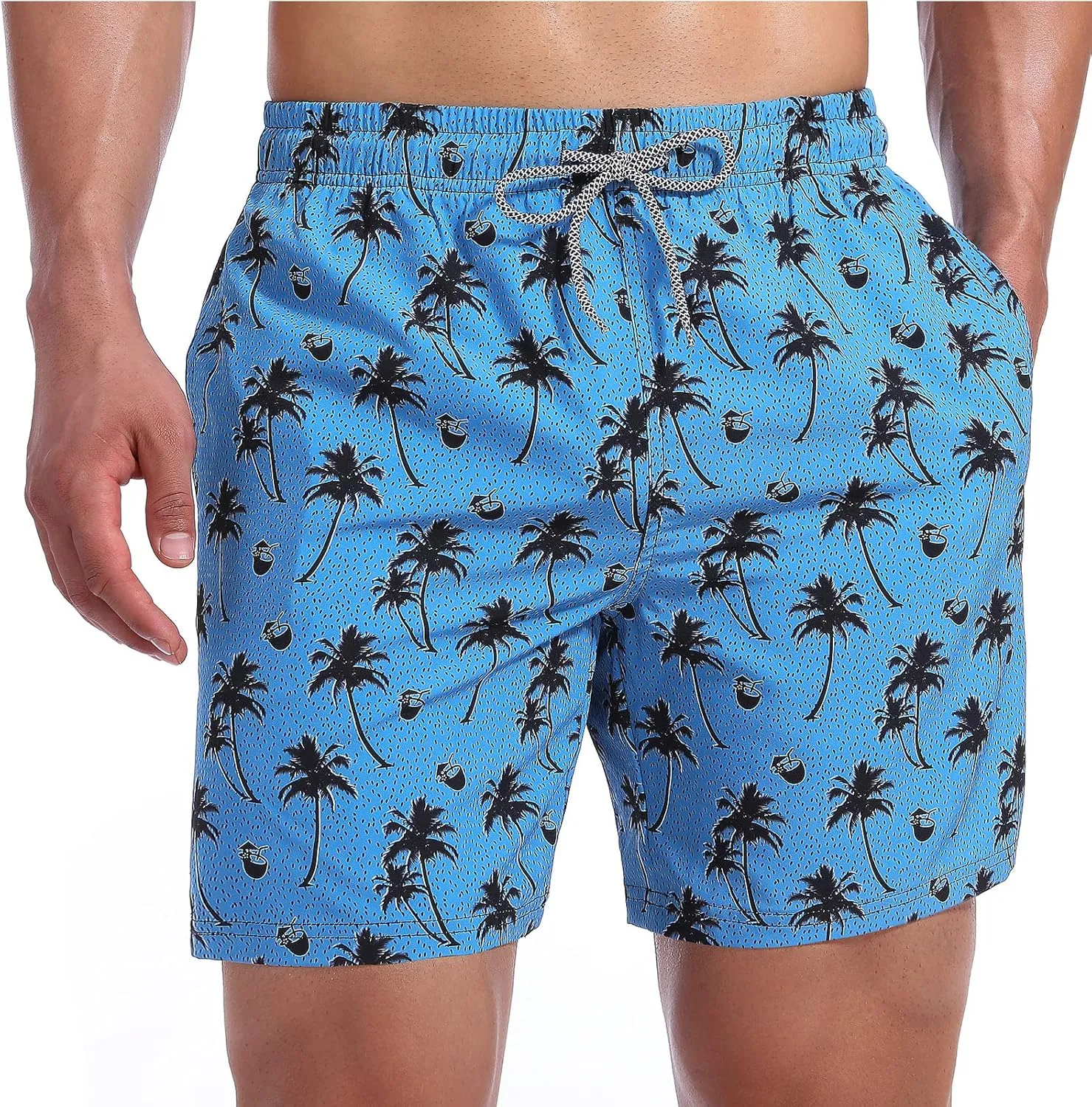 Biwisy Mens Swim Trunks Quick Dry Swim Shorts with Mesh Lining Funny Beach Shorts