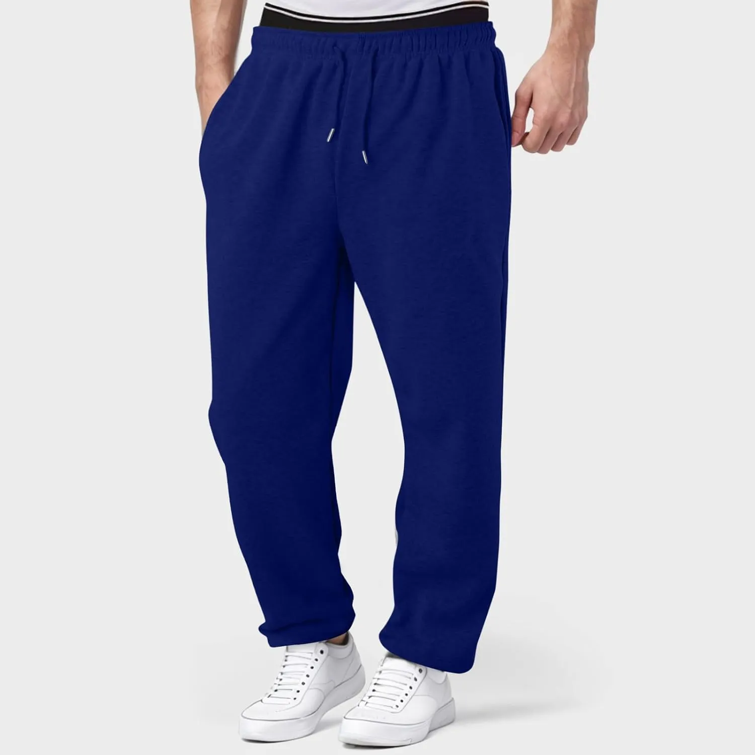 Black Cargo Pants Men Baggy Sweatpants for Men Mens Heavyweight Drawstring Cargo Sweatpants Loose Fit Athletic Gym Pants