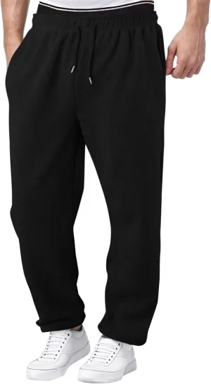 Black Cargo Pants Men Baggy Sweatpants for Men Mens Heavyweight Drawstring Cargo Sweatpants Loose Fit Athletic Gym Pants