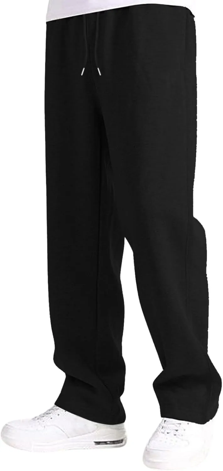 Black Cargo Pants Men Baggy Sweatpants for Men Mens Heavyweight Drawstring Cargo Sweatpants Loose Fit Athletic Gym Pants