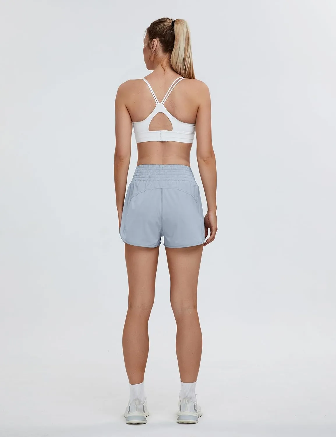 BMJL Women's High Waisted Athletic Shorts Pocket Workout Shorts Gym Sporty Running Shorts