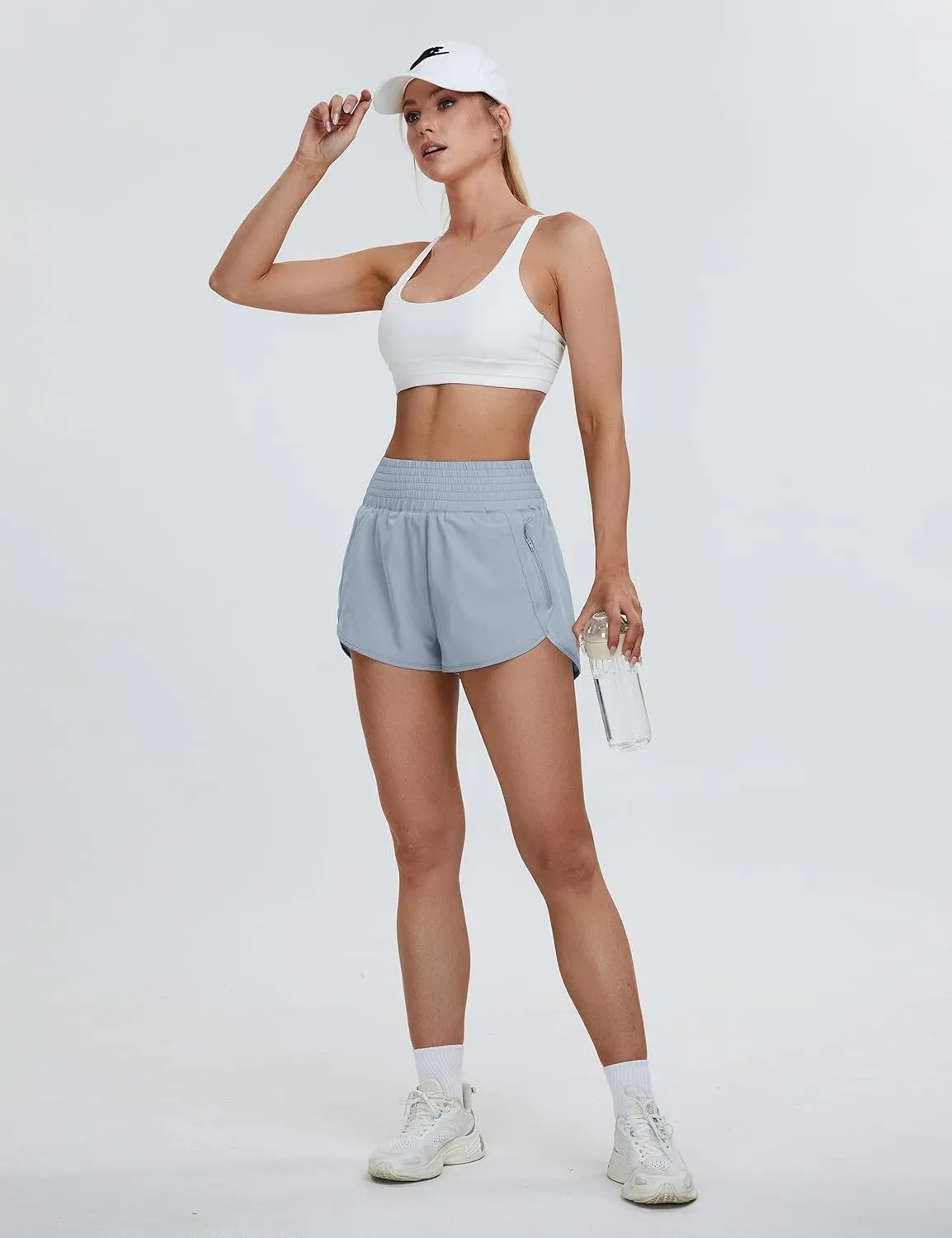 BMJL Women's High Waisted Athletic Shorts Pocket Workout Shorts Gym Sporty Running Shorts