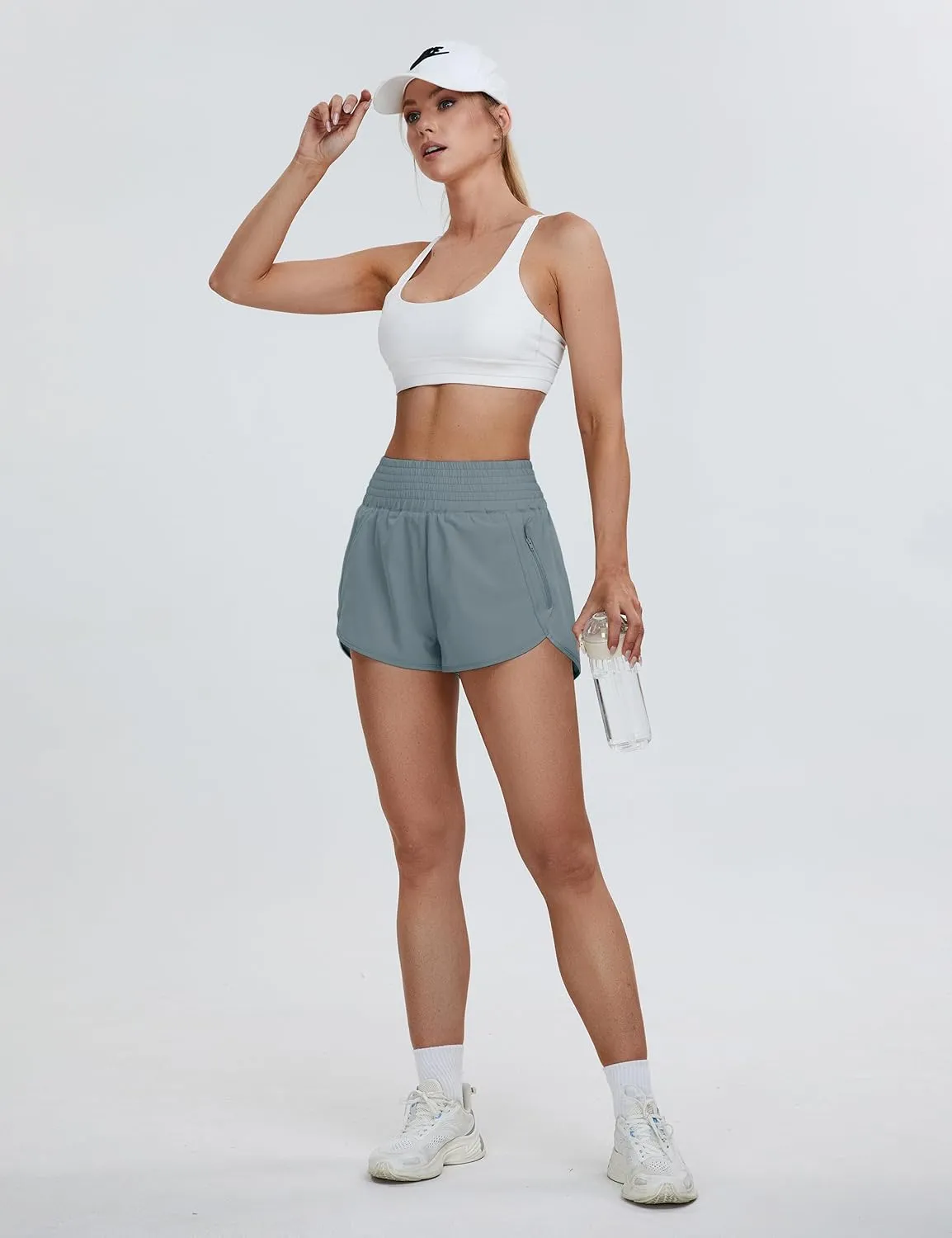 BMJL Women's High Waisted Athletic Shorts Pocket Workout Shorts Gym Sporty Running Shorts