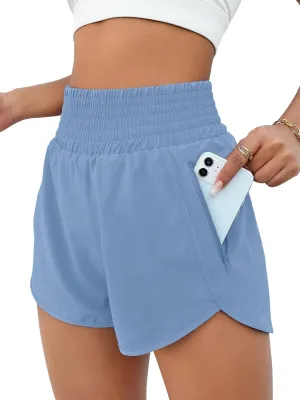 BMJL Women's High Waisted Athletic Shorts Pocket Workout Shorts Gym Sporty Running Shorts