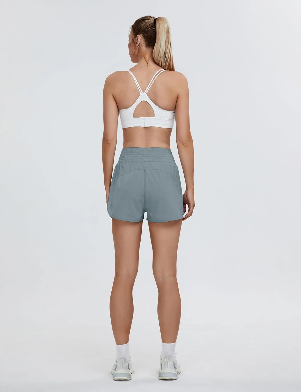 BMJL Women's High Waisted Athletic Shorts Pocket Workout Shorts Gym Sporty Running Shorts