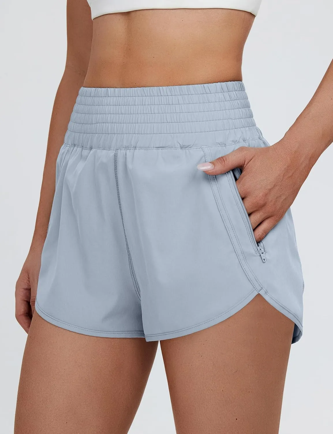 BMJL Women's High Waisted Athletic Shorts Pocket Workout Shorts Gym Sporty Running Shorts