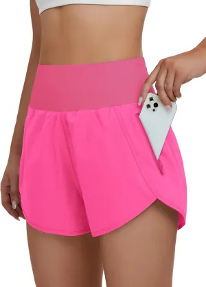 BMJL Women's High Waisted Athletic Shorts Pocket Workout Shorts Gym Sporty Running Shorts
