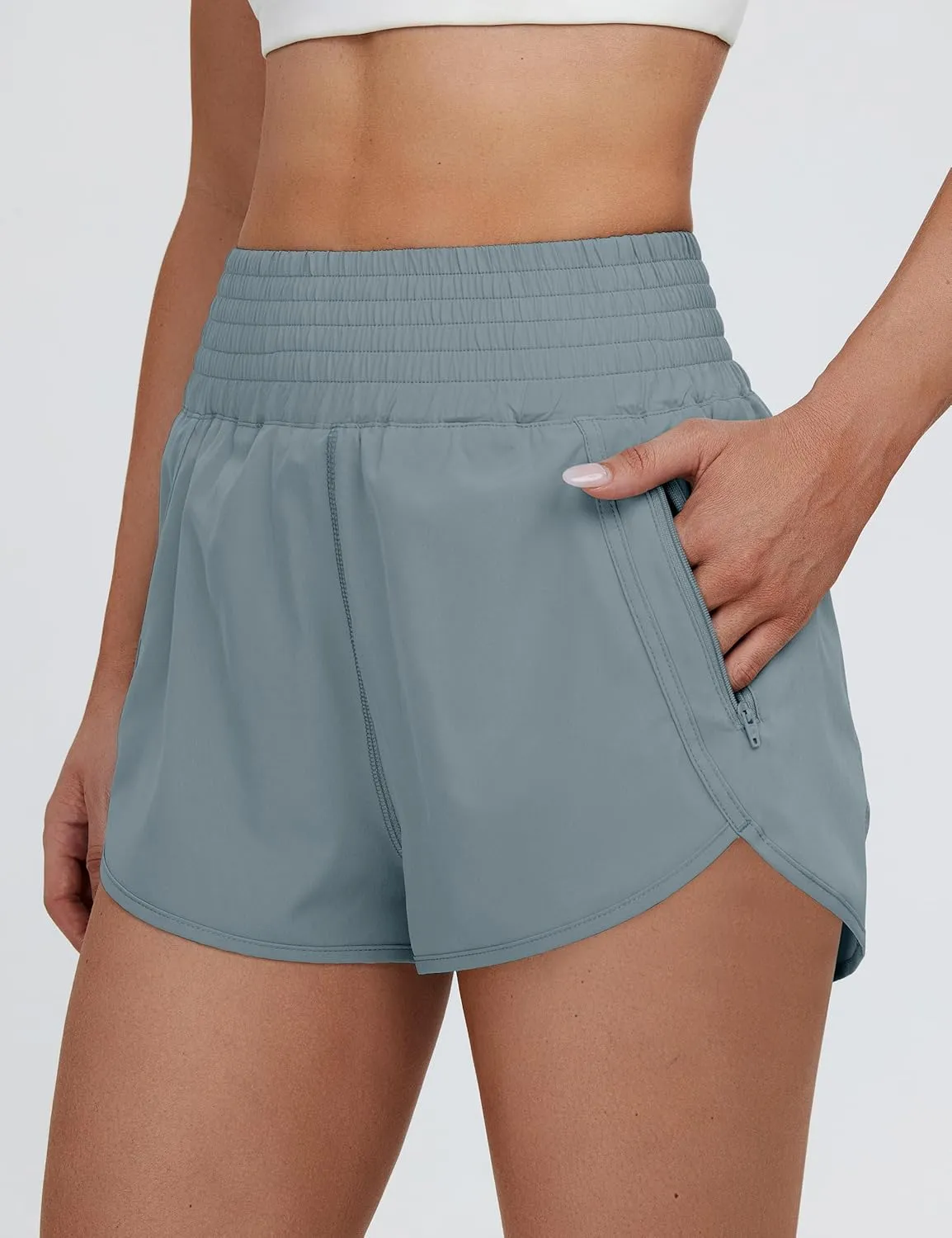 BMJL Women's High Waisted Athletic Shorts Pocket Workout Shorts Gym Sporty Running Shorts