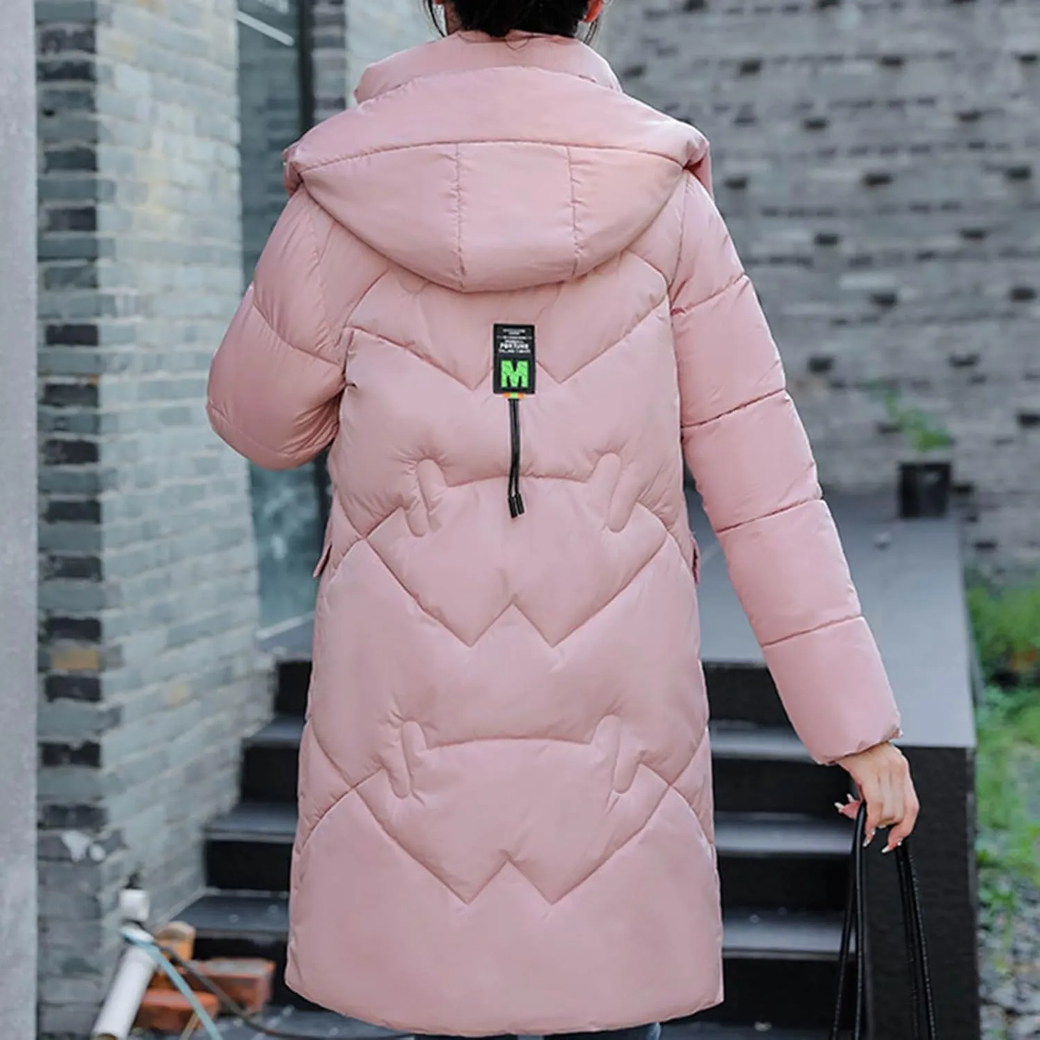 Borniu Women's Warm Thickened Parka Coat Winter Puffer Jacket Quilted Hooded Long Down Coat with Pockets