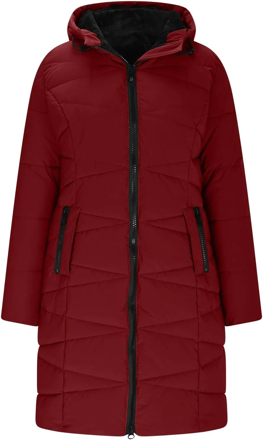 Borniu Women's Winter Coat Hooded Warm Puffer Quilted Thicken Parka Jacket Fleece Lined Down Jacket Outerwear with Pockets