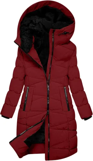 Borniu Women's Winter Coat Hooded Warm Puffer Quilted Thicken Parka Jacket Fleece Lined Down Jacket Outerwear with Pockets