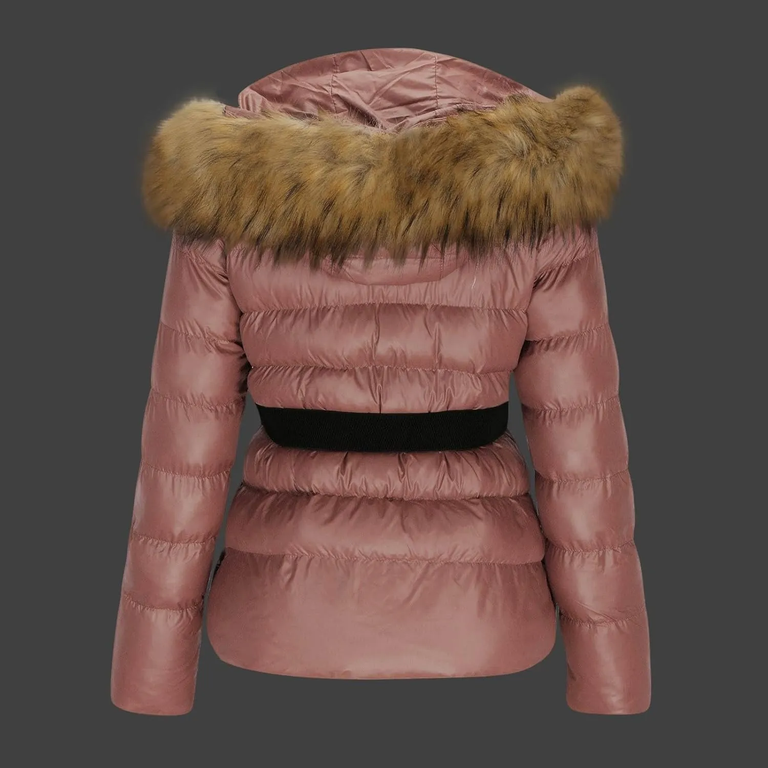 Borniu Women's Winter Coat Thickened Down Jacket Warm Puffer Jacket Long Sleeve Full Zip Quilted Jackets With Faux Fur Hood