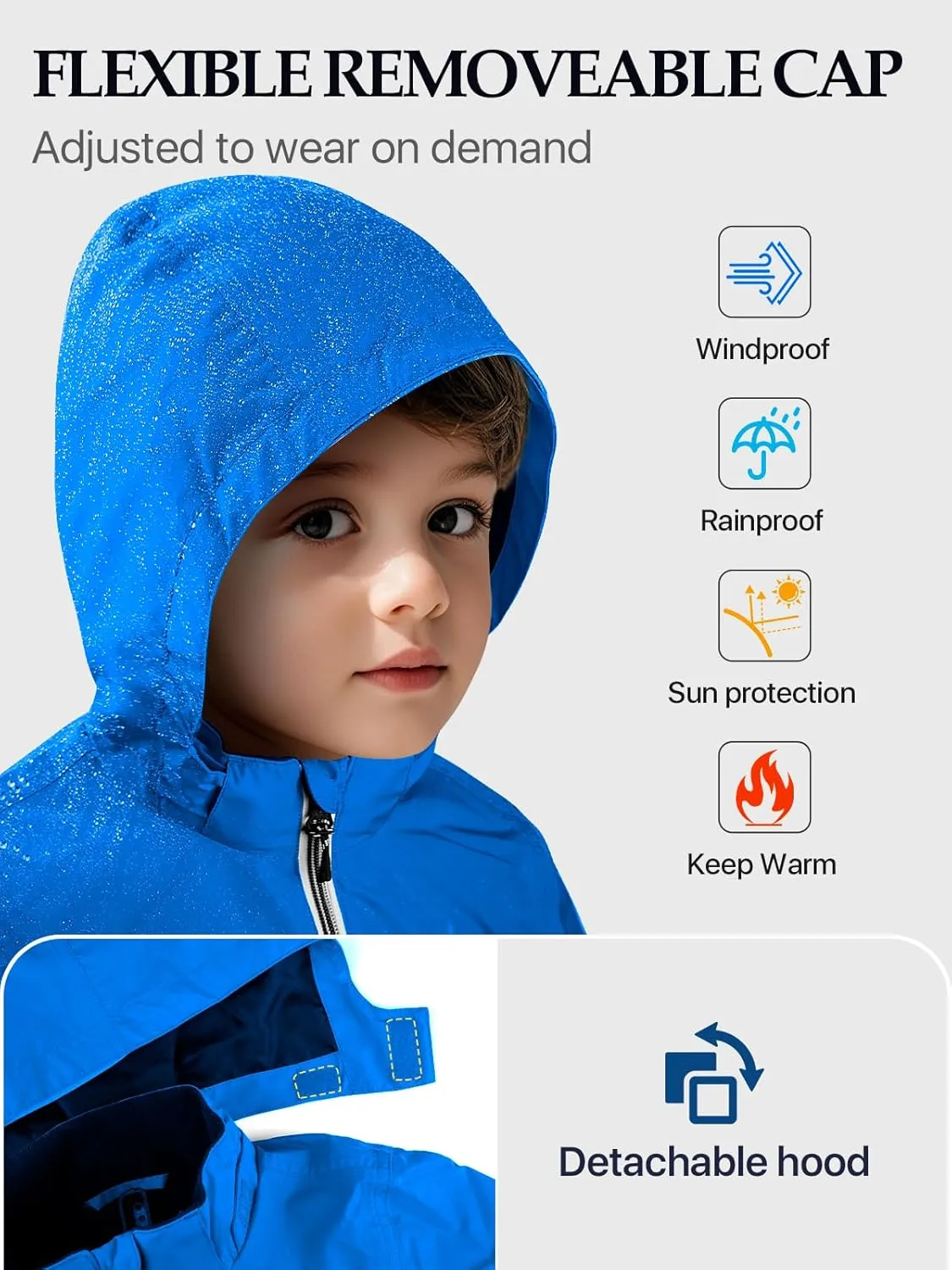 Boys Girls Kids Softshell Jacket With Hood Lightweight Waterproof Warm Raincoats Fleece Lined Windbreakers for Kids