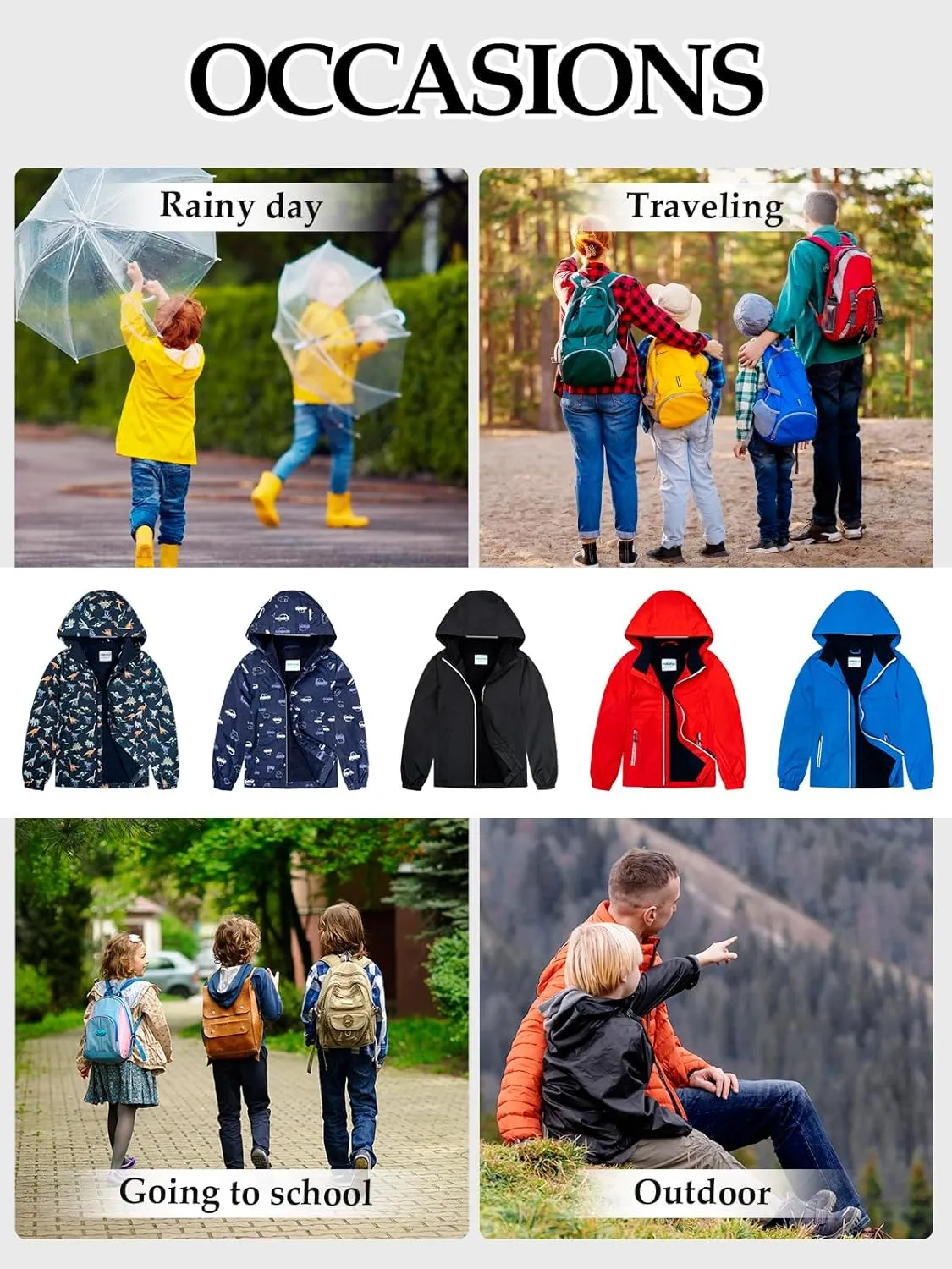 Boys Girls Kids Softshell Jacket With Hood Lightweight Waterproof Warm Raincoats Fleece Lined Windbreakers for Kids