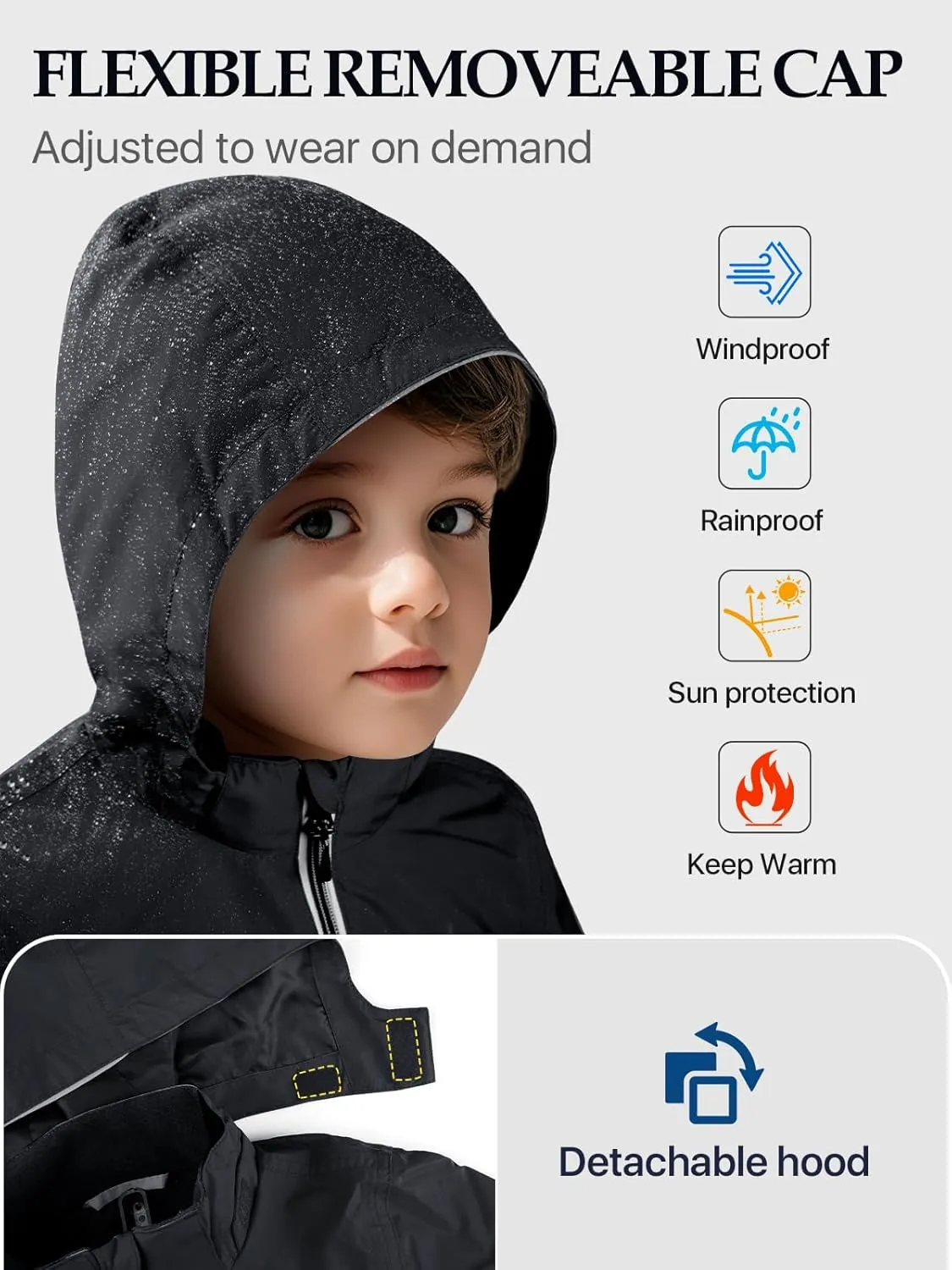 Boys Girls Kids Softshell Jacket With Hood Lightweight Waterproof Warm Raincoats Fleece Lined Windbreakers for Kids