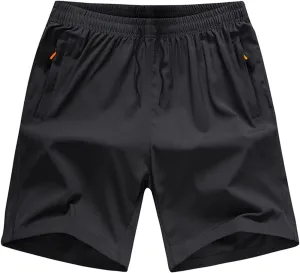 Boys' Loose Fit Athletic Shorts with Zipper Pockets Quick Dry Running Shorts