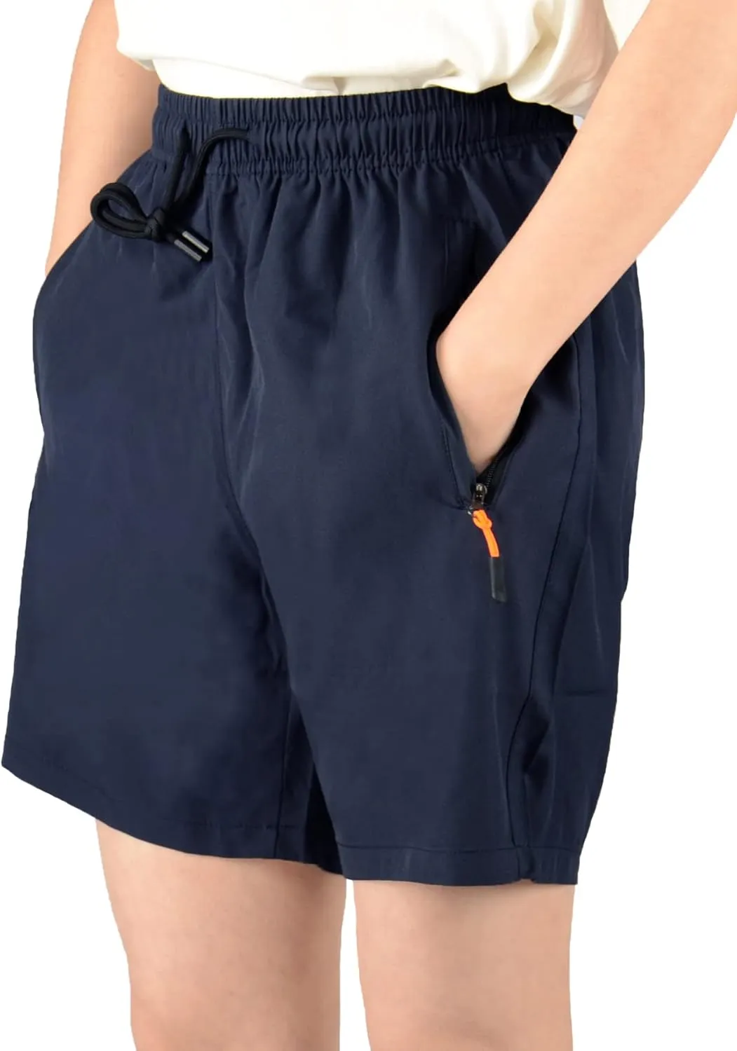 Boys' Loose Fit Athletic Shorts with Zipper Pockets Quick Dry Running Shorts