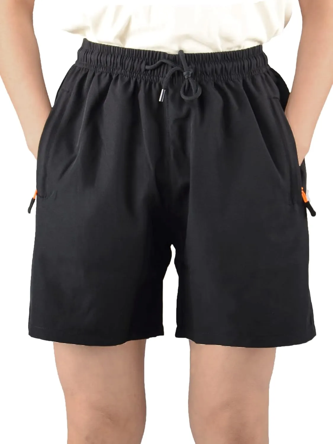 Boys' Loose Fit Athletic Shorts with Zipper Pockets Quick Dry Running Shorts