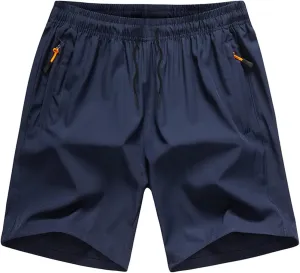 Boys' Loose Fit Athletic Shorts with Zipper Pockets Quick Dry Running Shorts