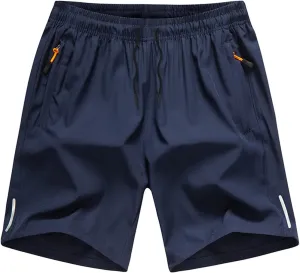 Boys' Loose Fit Athletic Shorts with Zipper Pockets Quick Dry Running Shorts