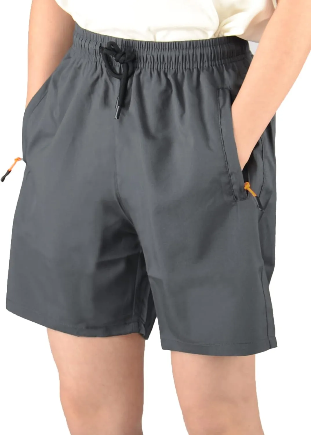 Boys' Loose Fit Athletic Shorts with Zipper Pockets Quick Dry Running Shorts