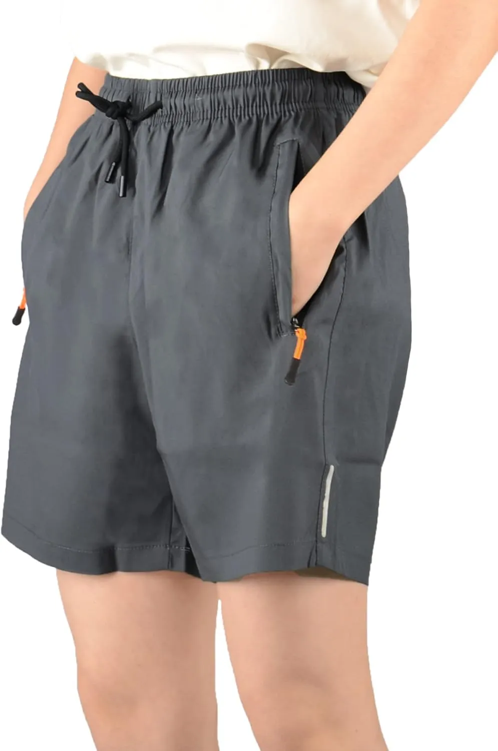 Boys' Loose Fit Athletic Shorts with Zipper Pockets Quick Dry Running Shorts