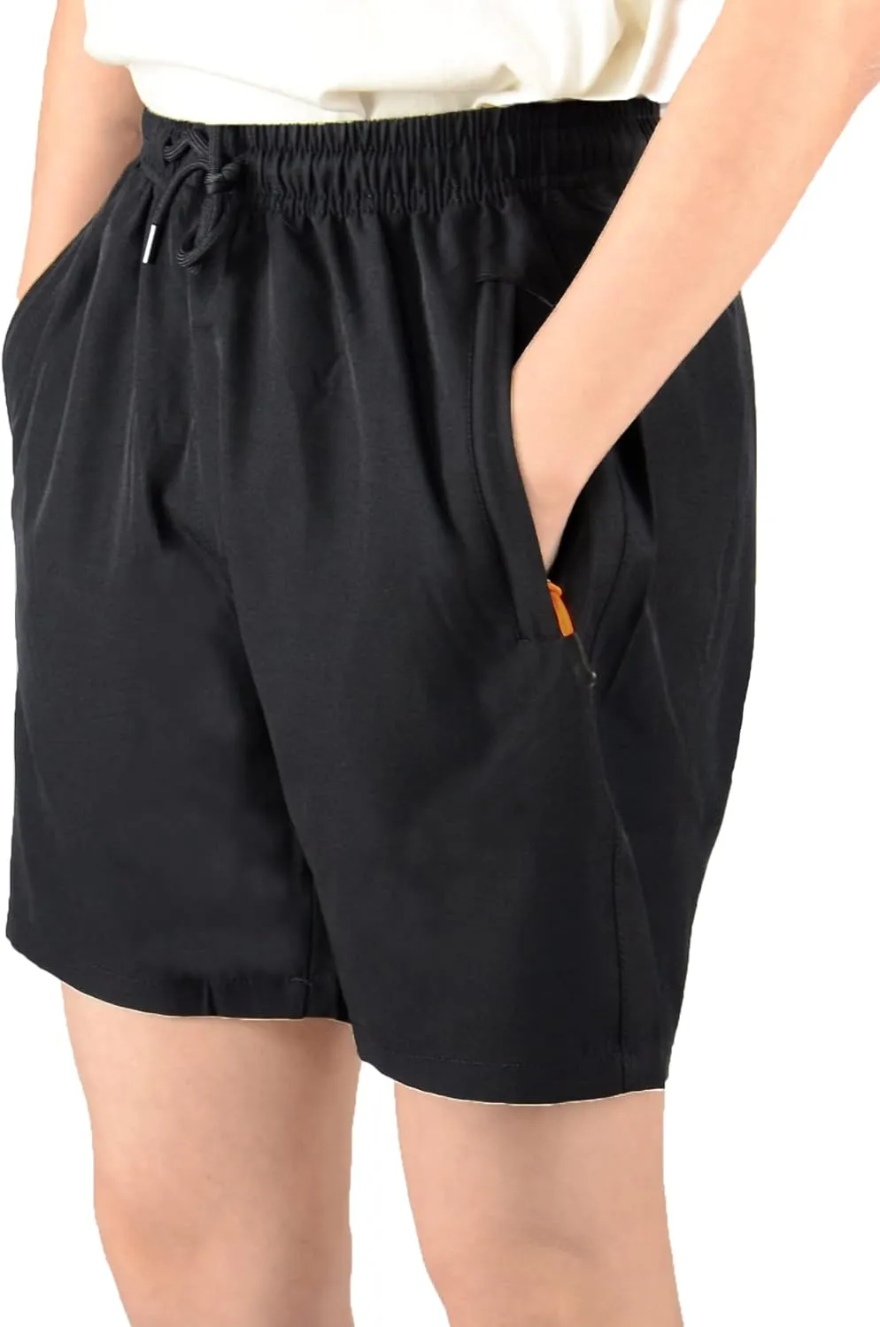Boys' Loose Fit Athletic Shorts with Zipper Pockets Quick Dry Running Shorts