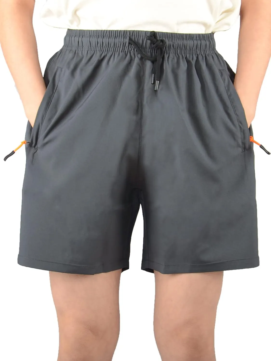 Boys' Loose Fit Athletic Shorts with Zipper Pockets Quick Dry Running Shorts