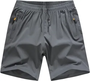 Boys' Loose Fit Athletic Shorts with Zipper Pockets Quick Dry Running Shorts
