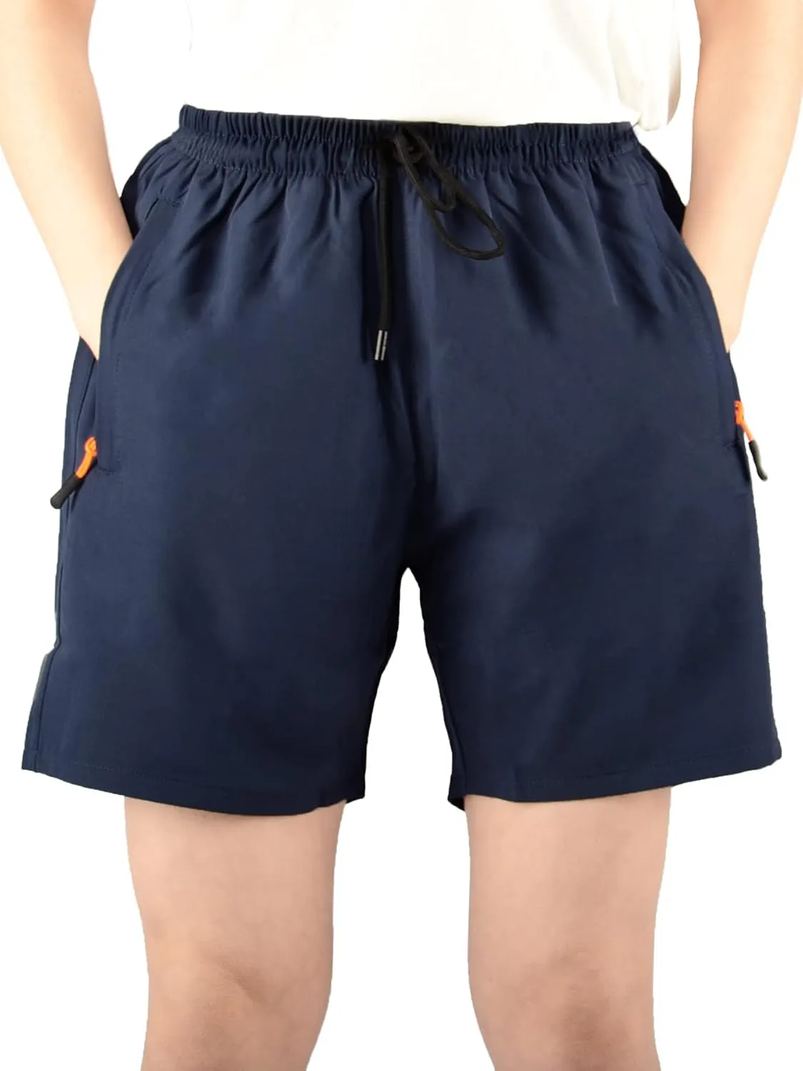 Boys' Loose Fit Athletic Shorts with Zipper Pockets Quick Dry Running Shorts