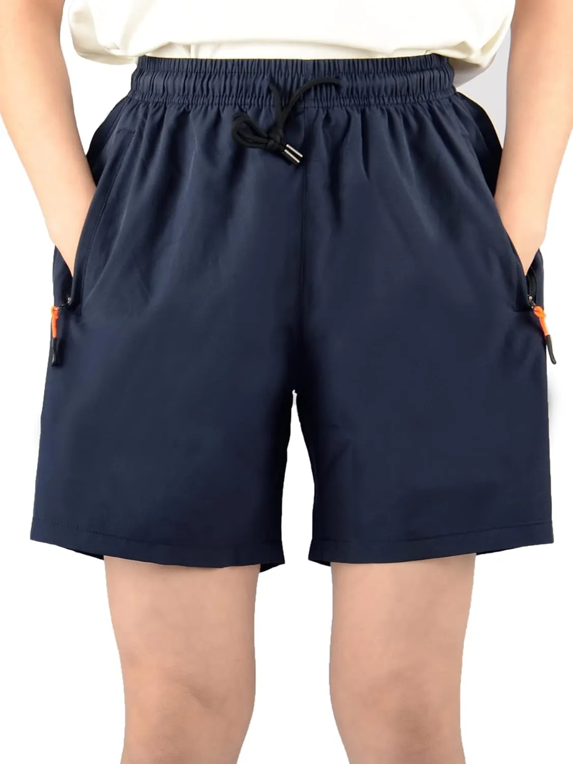 Boys' Loose Fit Athletic Shorts with Zipper Pockets Quick Dry Running Shorts