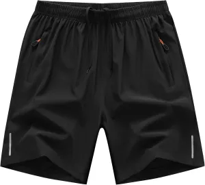 Boys Outdoor Running Shorts Quick Dry Lightweight Gym Shorts with Zipper Pockets