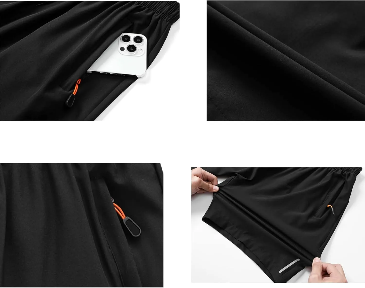 Boys Outdoor Running Shorts Quick Dry Lightweight Gym Shorts with Zipper Pockets