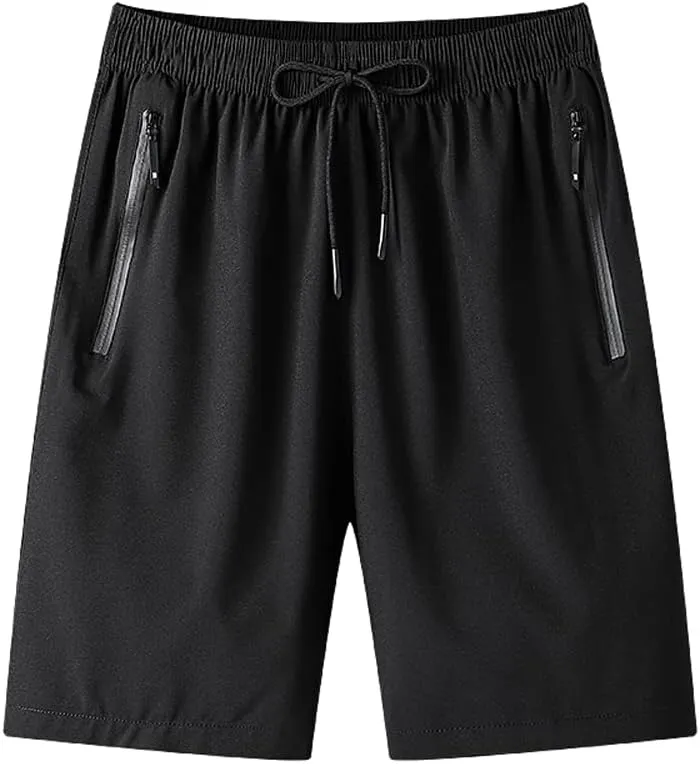 Boys Outdoor Running Shorts Quick Dry Lightweight Gym Shorts with Zipper Pockets
