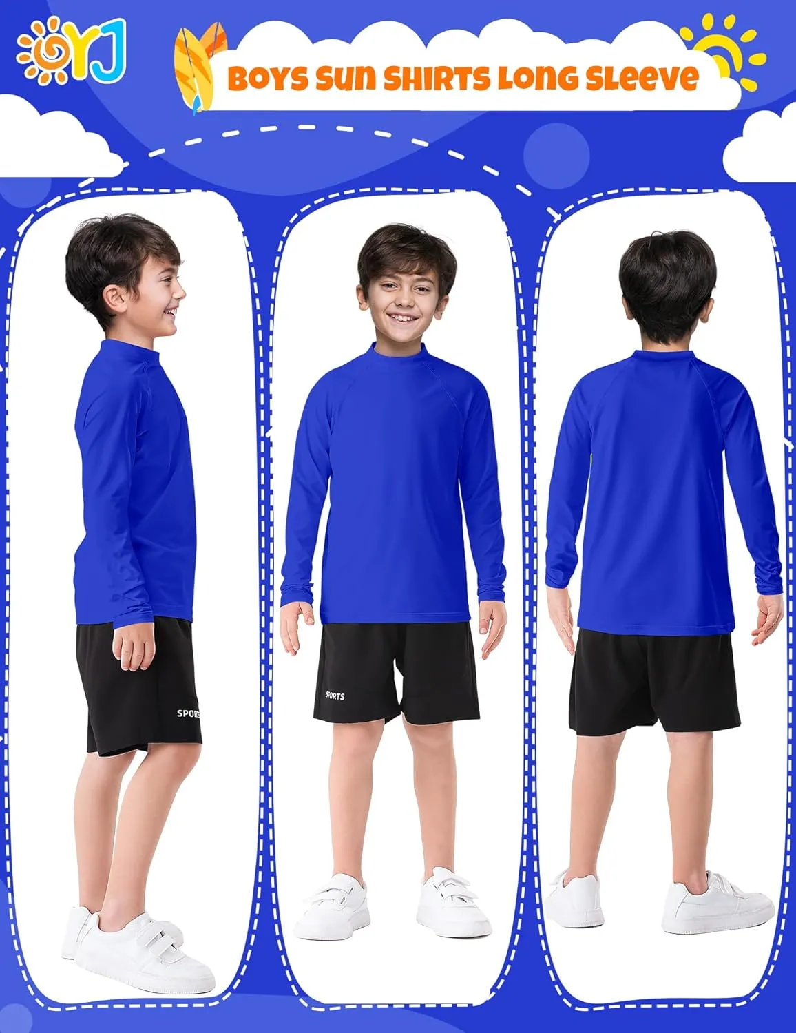 Boys Rash Guard Swim Shirt Long Sleeve Rashguard UPF  50 SPF Sun Water Surfing Shirts for Toddler Kids Youth Teen 2T-16Y