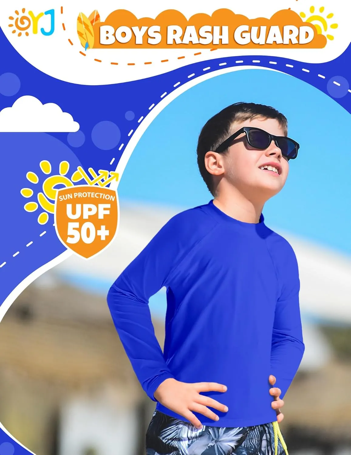 Boys Rash Guard Swim Shirt Long Sleeve Rashguard UPF  50 SPF Sun Water Surfing Shirts for Toddler Kids Youth Teen 2T-16Y