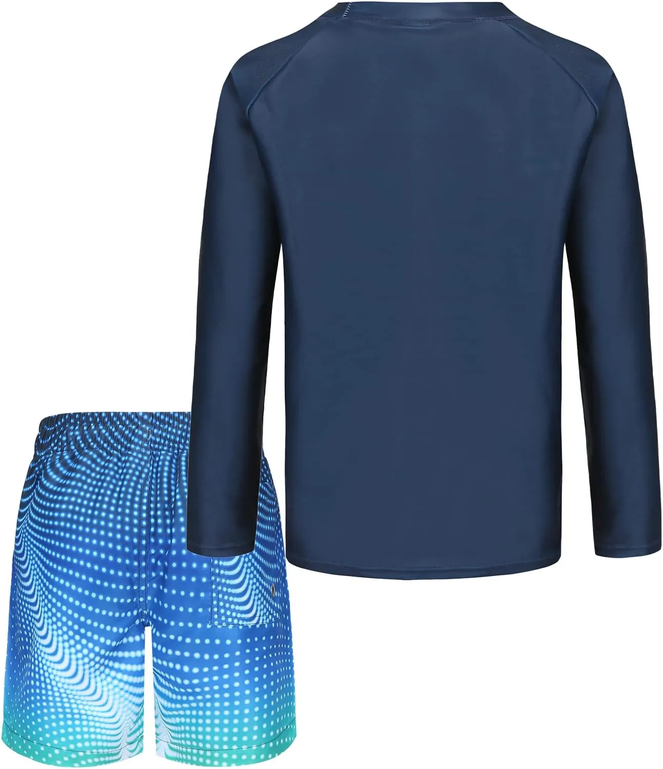 Boys Two Piece Rash Guard Swimsuits Set with Swim Trunk Kids Long Sleeve Bathing Suit Swimwear Set